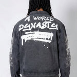 A World Dynasty Oversized Denim Jacket In Washed Black - Liquor n Poker
