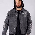 A World Dynasty Oversized Denim Jacket In Washed Black - Liquor n Poker