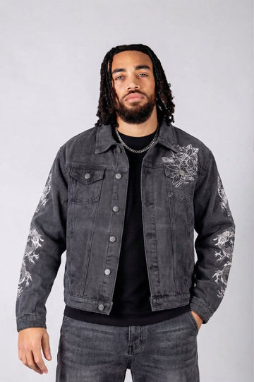 A World Dynasty Oversized Denim Jacket In Washed Black
