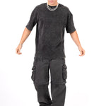 Acid Black Ribbed 'The Blessed 01' Varsity T-Shirt - Liquor n Poker