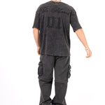Acid Black Ribbed 'The Blessed 01' Varsity T-Shirt - Liquor n Poker