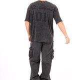 Acid Black Ribbed 'The Blessed 01' Varsity T-Shirt - Liquor n Poker