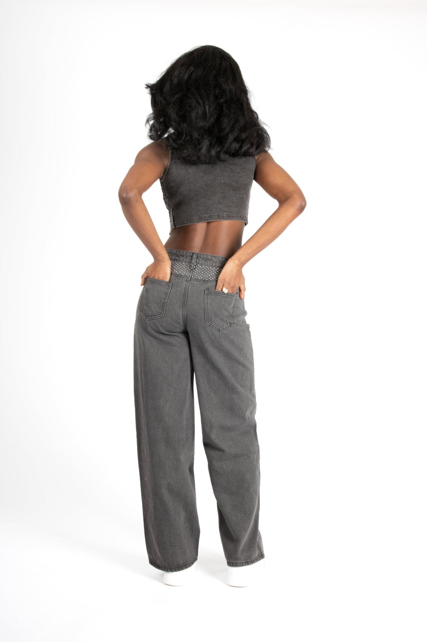Acid Grey Ribbed Crop Top With Hook & Eye Detail - Liquor n Poker