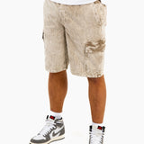 Acid Wash Beige Corduroy Cargo Shorts - Liquor n Poker