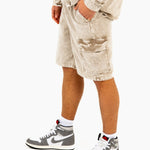 Acid Wash Beige Corduroy Cargo Shorts - Liquor n Poker