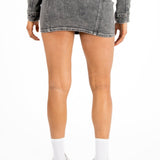 Acid - Wash Grey Contrast Stitch Denim Mini Skirt - Liquor n Poker