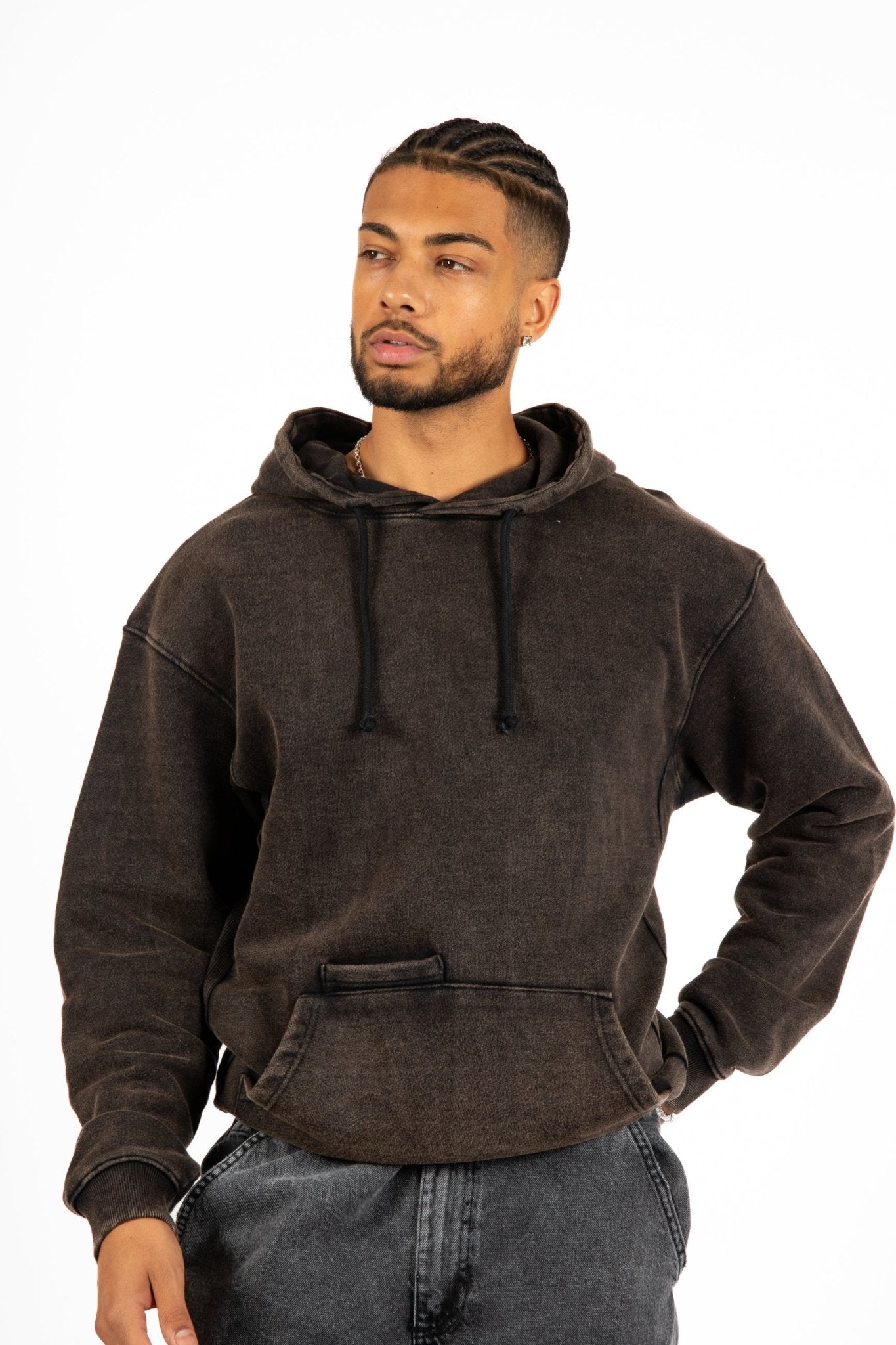 Acid - Wash Pocket Detail Hoodie - Liquor n Poker