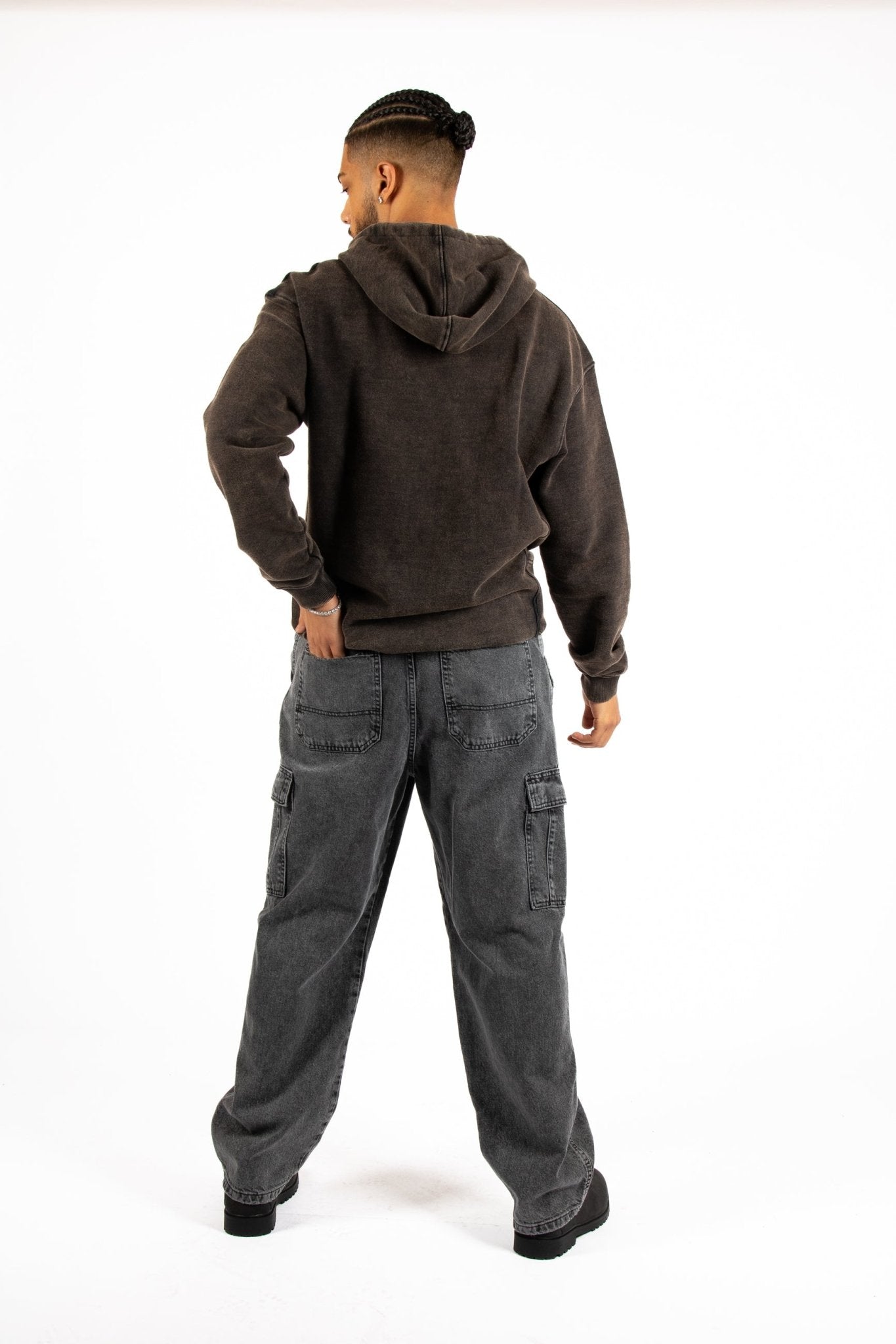 Acid - Wash Pocket Detail Hoodie - Liquor n Poker