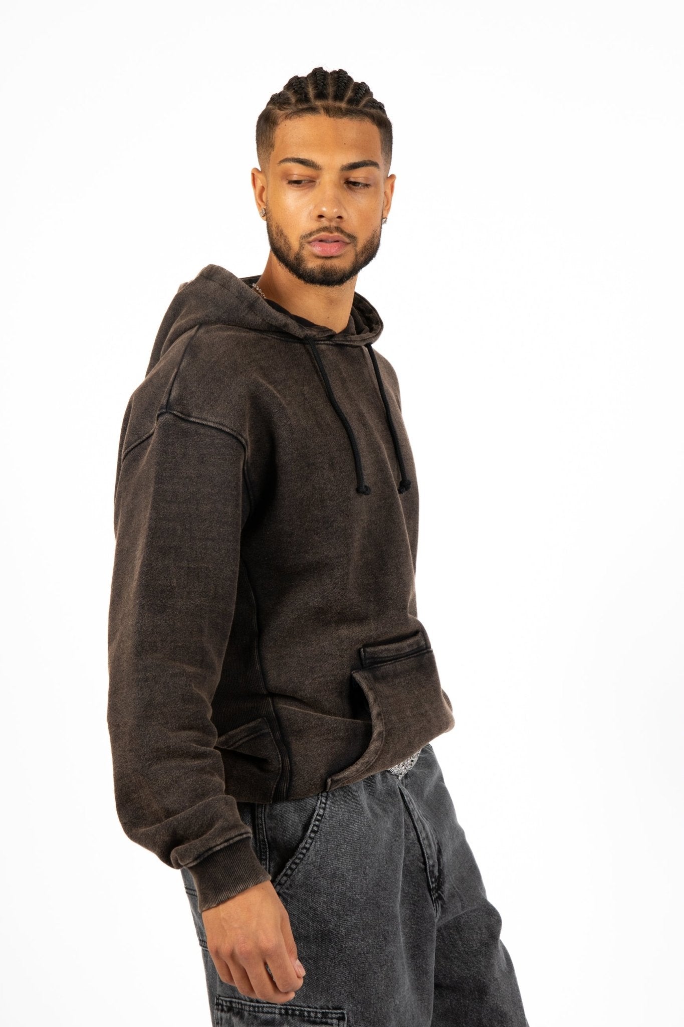 Acid - Wash Pocket Detail Hoodie - Liquor n Poker