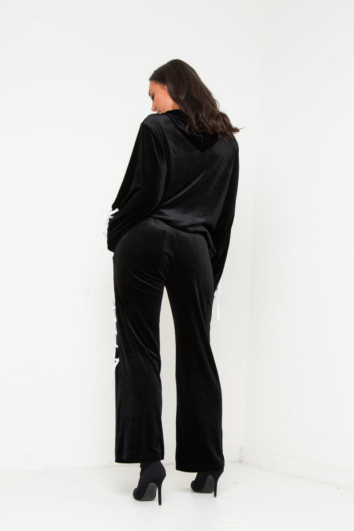 Albany Cropped Velour Hoodie With Eyelet Detail - Liquor n Poker