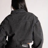 ALEX – Black Boxy Zip-Through Denim Jacket - Liquor n Poker