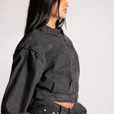 ALEX – Black Boxy Zip-Through Denim Jacket - Liquor n Poker