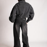ALEX – Black Boxy Zip-Through Denim Jacket - Liquor n Poker