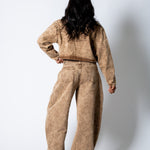 ALEX – Brown Acid Wash Boxy Zip‑Through Denim Jacket - Liquor n Poker