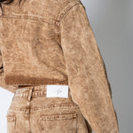 ALEX – Brown Acid Wash Boxy Zip‑Through Denim Jacket - Liquor n Poker