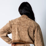 ALEX – Brown Acid Wash Boxy Zip‑Through Denim Jacket - Liquor n Poker