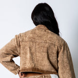 ALEX – Brown Acid Wash Boxy Zip‑Through Denim Jacket - Liquor n Poker