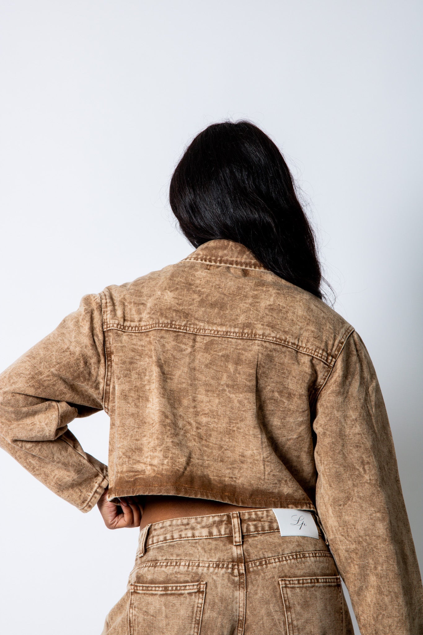 ALEX – Brown Acid Wash Boxy Zip‑Through Denim Jacket - Liquor n Poker