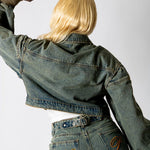ALEX – Dirty Wash Boxy Zip-Through Denim Jacket - Liquor n Poker