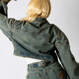 ALEX – Dirty Wash Boxy Zip-Through Denim Jacket - Liquor n Poker