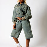 ALEX – Dirty Wash Boxy Zip-Through Denim Jacket - Liquor n Poker