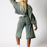 ALEX – Dirty Wash Boxy Zip-Through Denim Jacket - Liquor n Poker