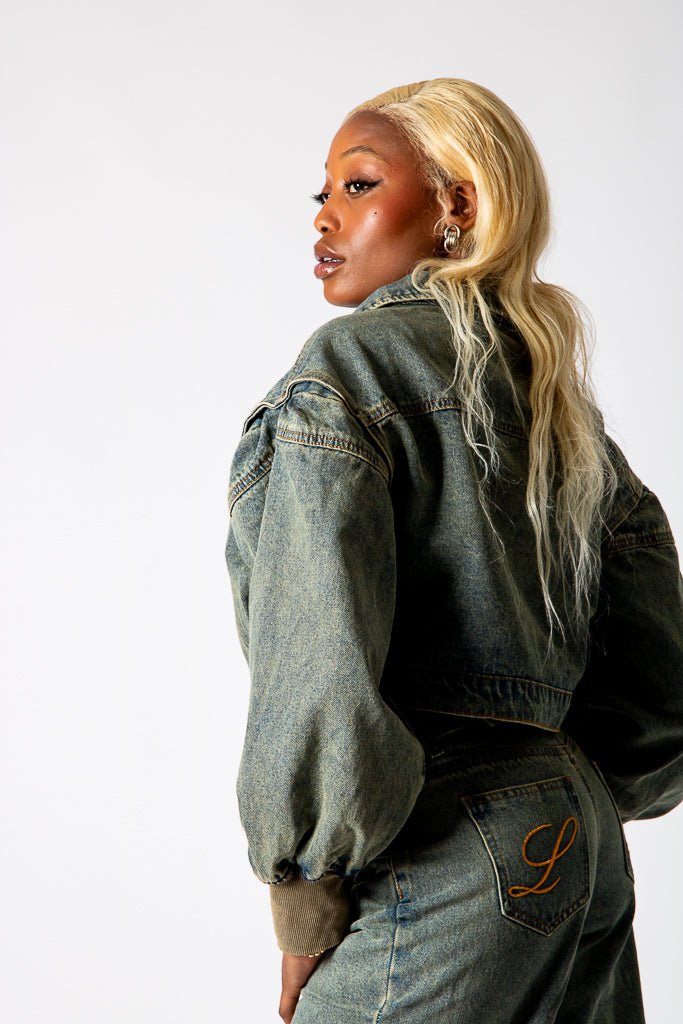 ALEX – Dirty Wash Boxy Zip-Through Denim Jacket - Liquor n Poker