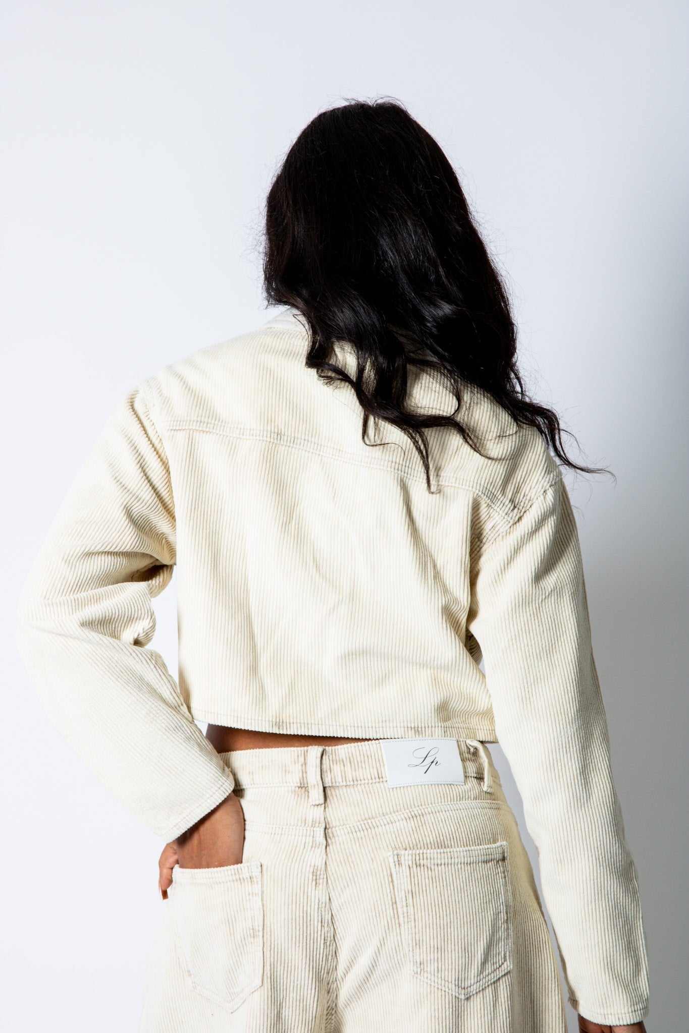 ALEX – Ecru Corduroy Boxy Jacket with Contrast Collar - Liquor n Poker