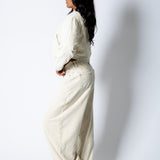 ALEX – Ecru Corduroy Boxy Jacket with Contrast Collar - Liquor n Poker