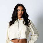 ALEX – Ecru Corduroy Boxy Jacket with Contrast Collar - Liquor n Poker