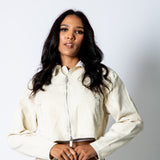 ALEX – Ecru Corduroy Boxy Jacket with Contrast Collar - Liquor n Poker