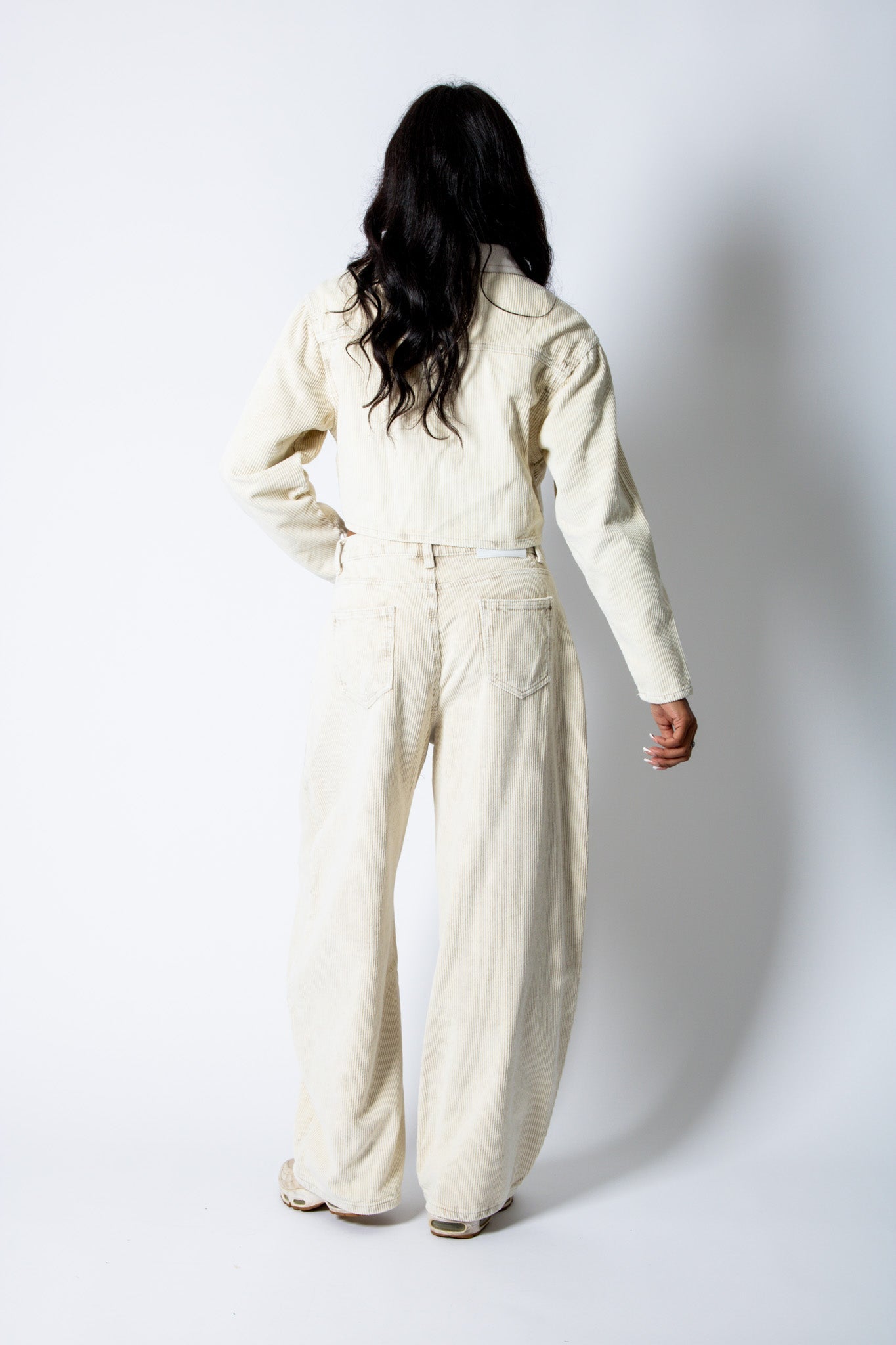 ALEX – Ecru Corduroy Boxy Jacket with Contrast Collar - Liquor n Poker