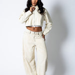 ALEX – Ecru Corduroy Boxy Jacket with Contrast Collar - Liquor n Poker