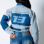 ALEX – Patchwork ’13’ Varsity Denim Boxy Jacket - Liquor n Poker