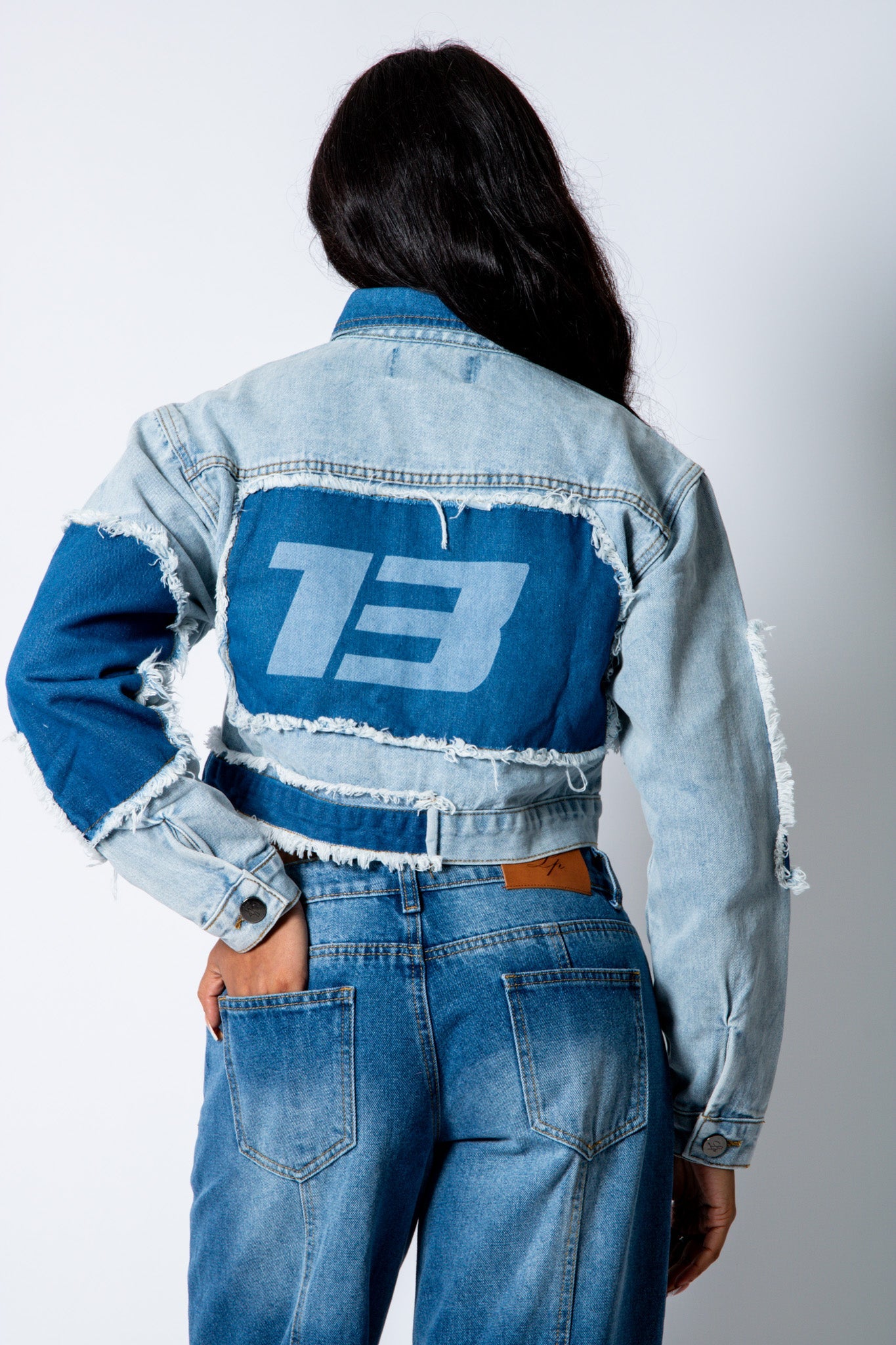 ALEX – Patchwork ’13’ Varsity Denim Boxy Jacket - Liquor n Poker