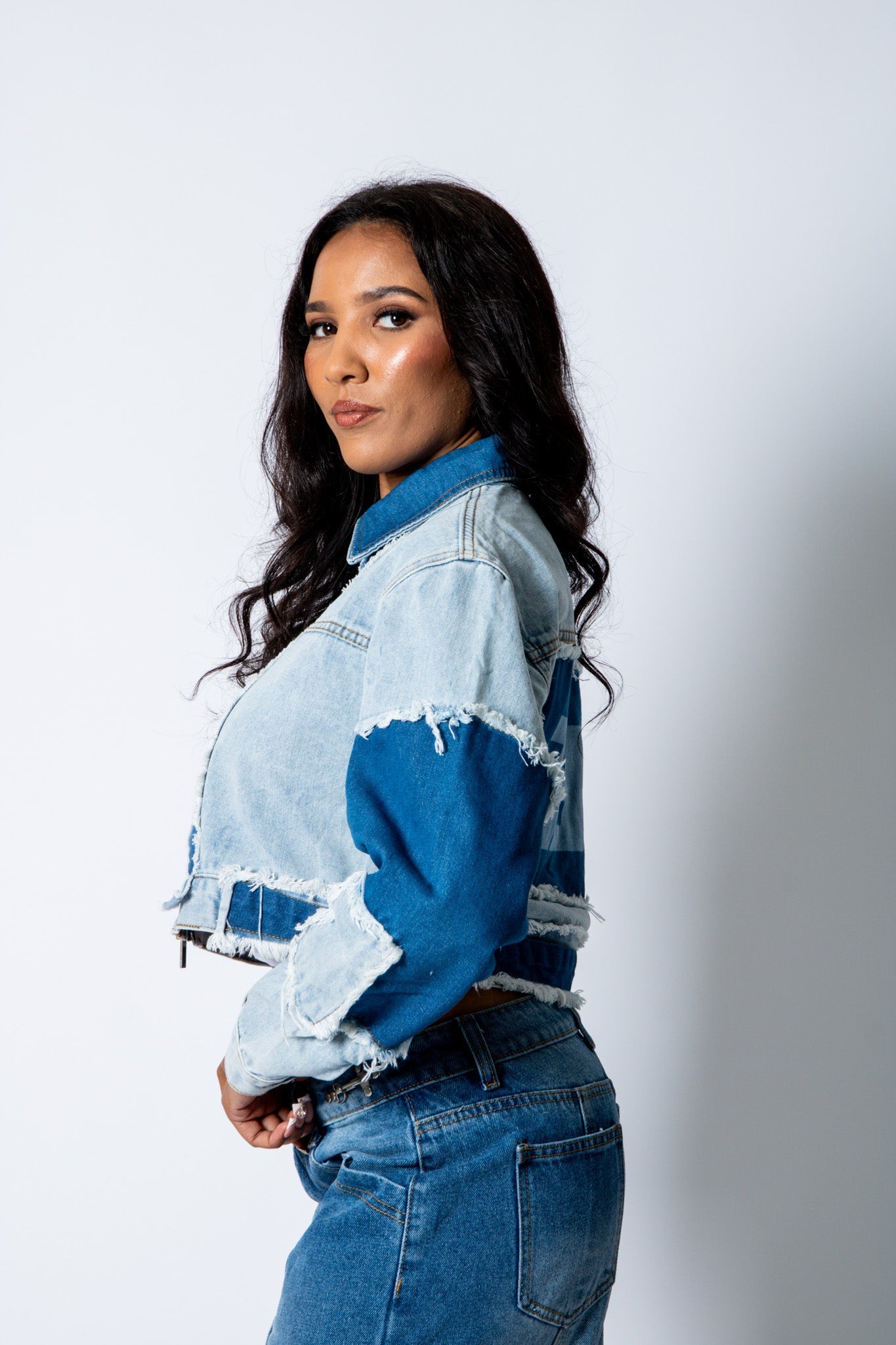 ALEX – Patchwork ’13’ Varsity Denim Boxy Jacket - Liquor n Poker