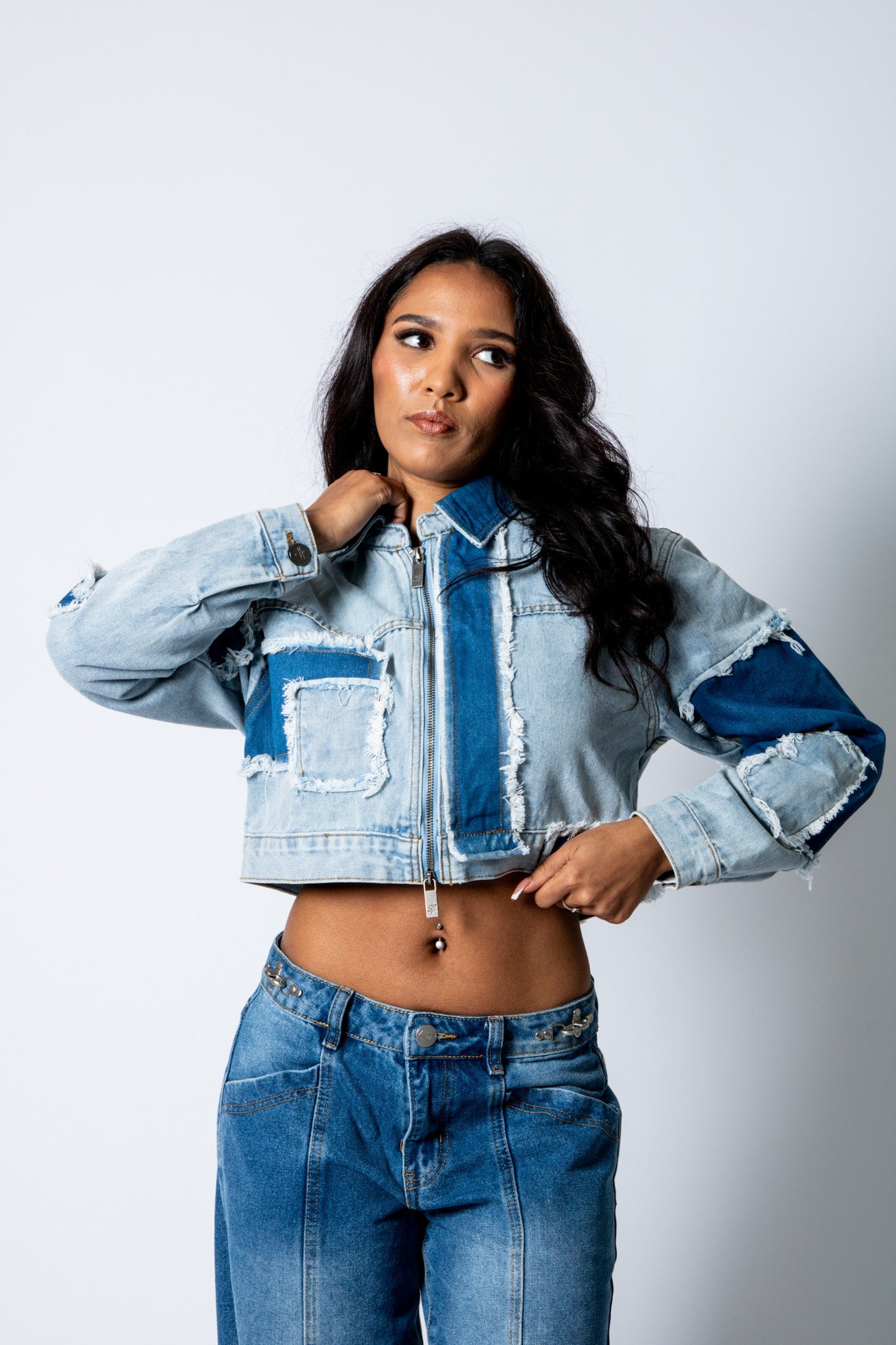 ALEX – Patchwork ’13’ Varsity Denim Boxy Jacket - Liquor n Poker