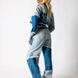 ALEX – Patchwork ’13’ Varsity Denim Boxy Jacket - Liquor n Poker