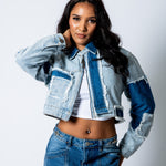 ALEX – Patchwork ’13’ Varsity Denim Boxy Jacket - Liquor n Poker