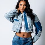 ALEX – Patchwork ’13’ Varsity Denim Boxy Jacket - Liquor n Poker