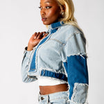 ALEX – Patchwork ’13’ Varsity Denim Boxy Jacket - Liquor n Poker