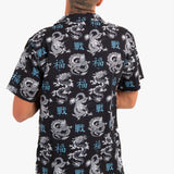All - Over Dragon Print Short Sleeve Black Shirt - Liquor n Poker