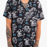 All - Over Dragon Print Short Sleeve Black Shirt - Liquor n Poker