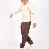 All - Over Japanese Printed Ecru Knitted Jumper - Liquor n Poker