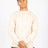 All - Over Japanese Printed Ecru Knitted Jumper - Liquor n Poker