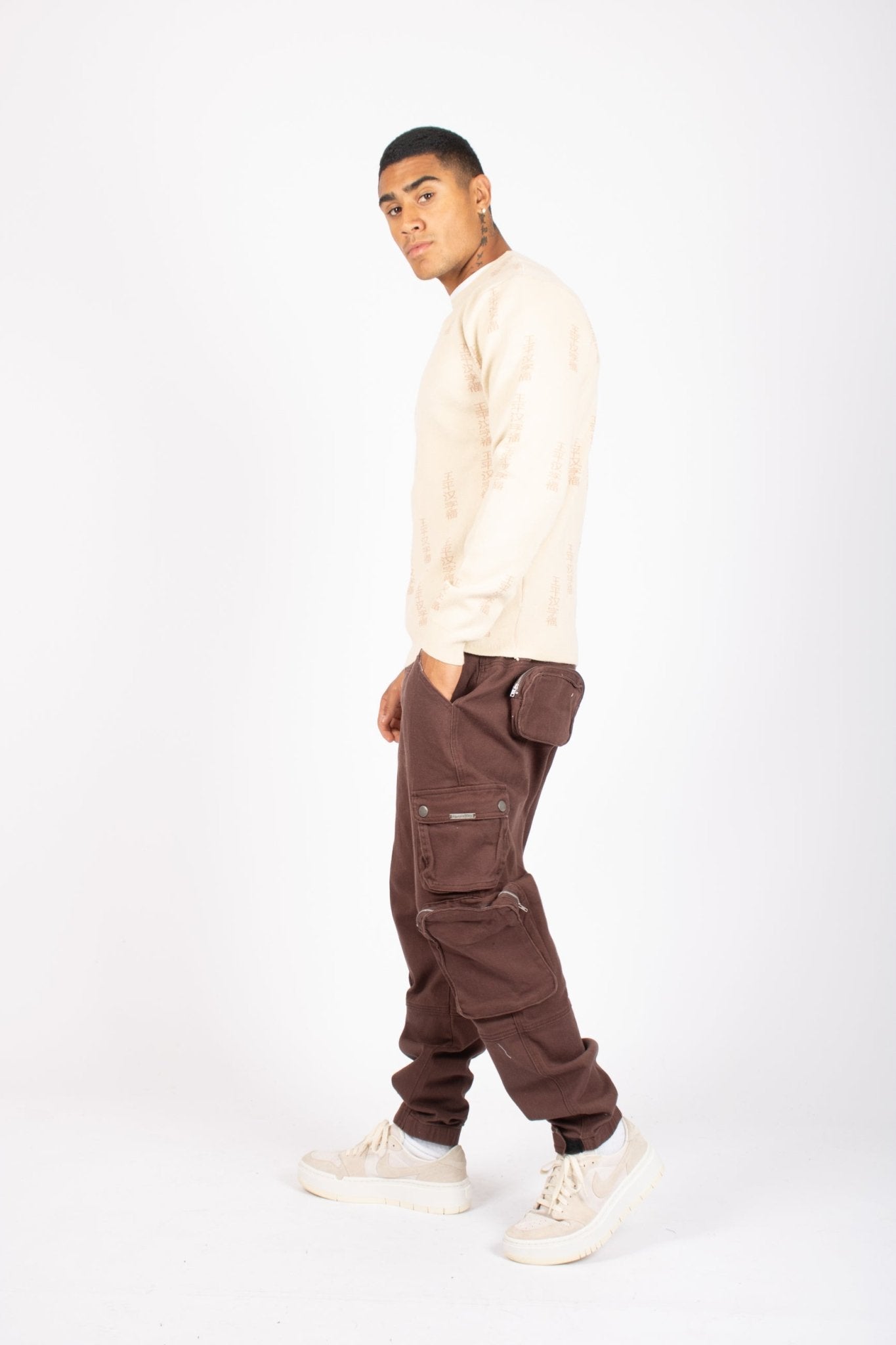 All - Over Japanese Printed Ecru Knitted Jumper - Liquor n Poker