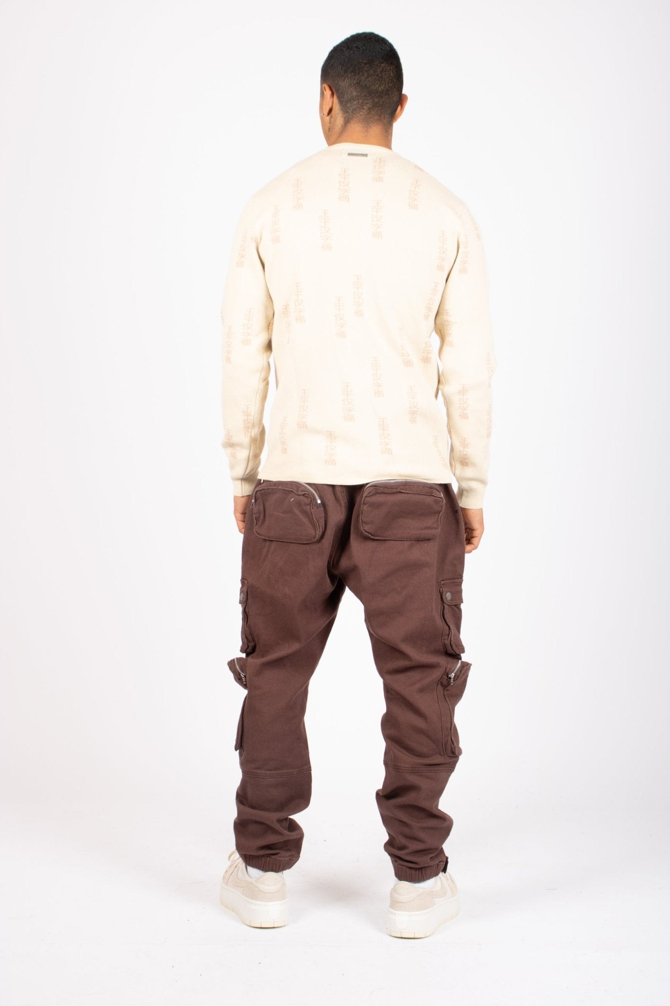 All - Over Japanese Printed Ecru Knitted Jumper - Liquor n Poker