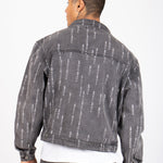 All - Over Japanese Text Oversized Washed Black Trucker Jacket - Liquor n Poker