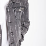 All - Over Japanese Text Oversized Washed Black Trucker Jacket - Liquor n Poker