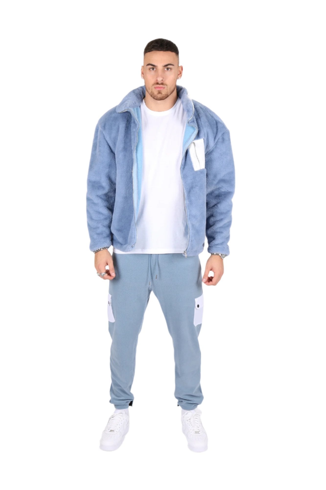 Baby Blue Utility Cargo Polar Fleece Joggers - Liquor n Poker